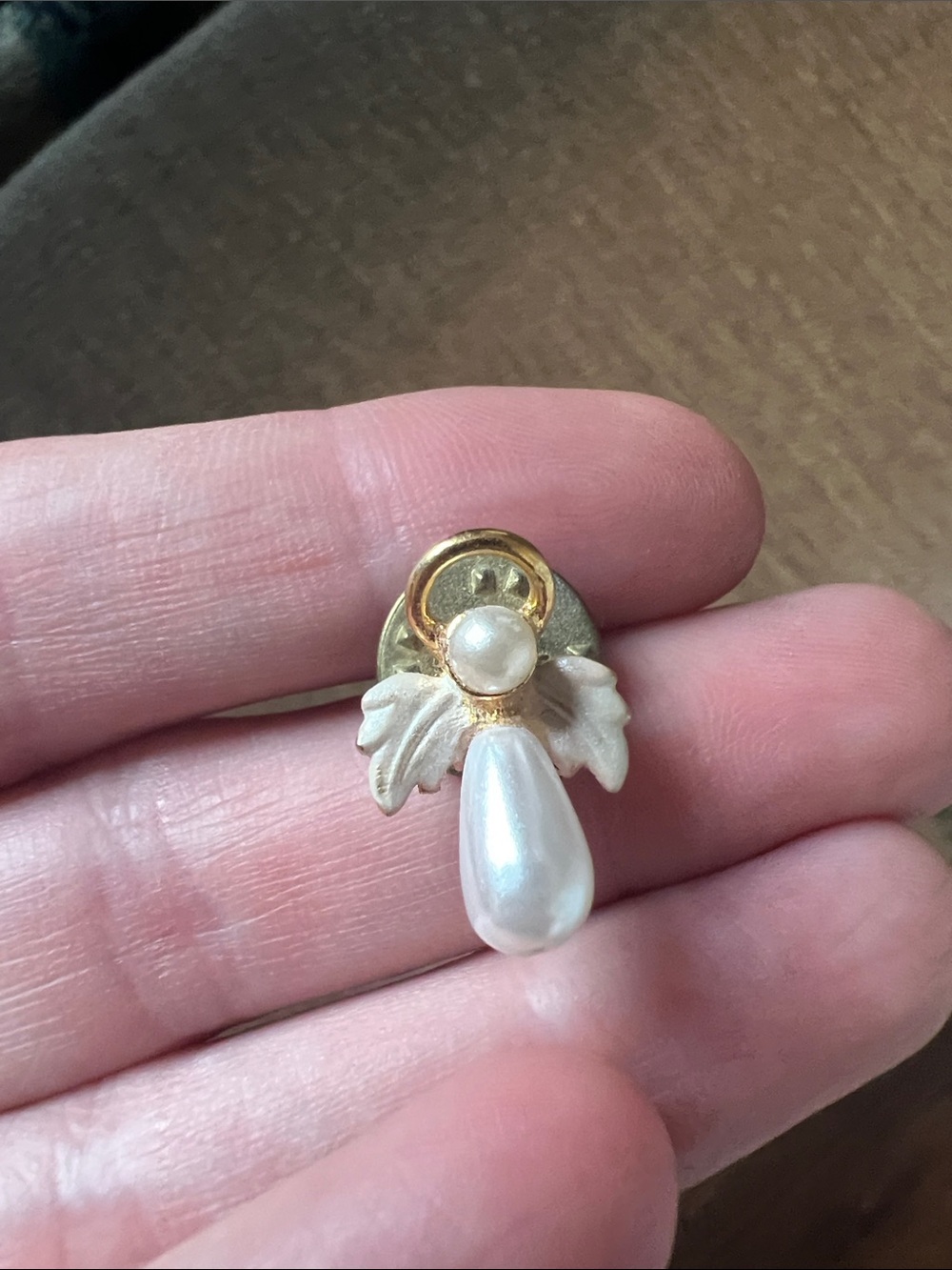 Gold and Pearl Angel Pin - Women Jewelry